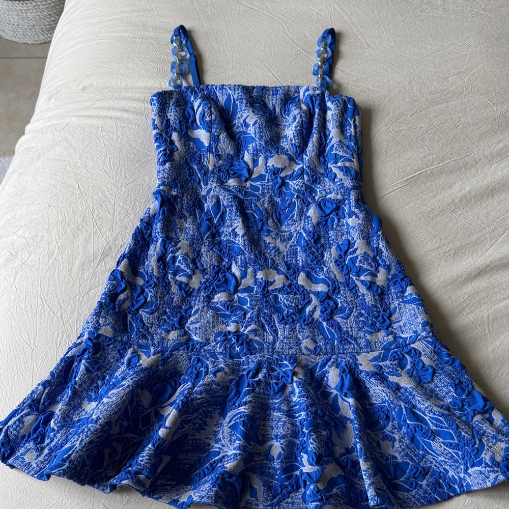 PatBO Stretch Jacquard Lapis Mini Dress